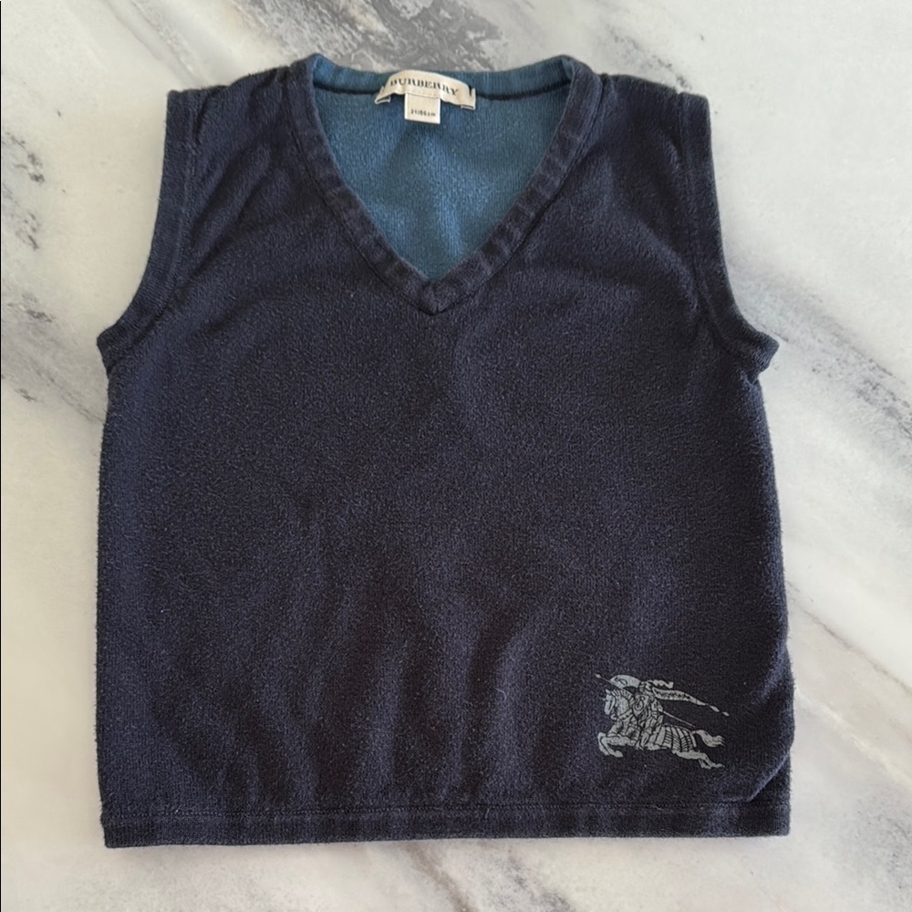 BURBERRY Dark Blue V-Neck Sleeveless Top